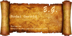 Bodai Gerold névjegykártya
